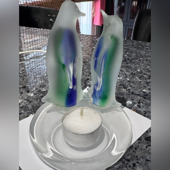 🐧 ❄️ Vintage Party Lite Frosted Glass Penguin Tea Light Holder - P7196 ❄️🐧 - Picture 12 of 14